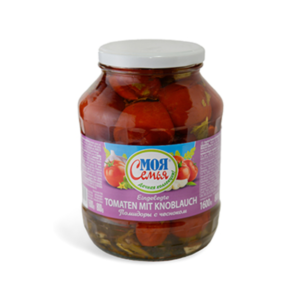 Tomatoes With Garlic "Konservirovaniye S Chesnokom", My Family 1600g